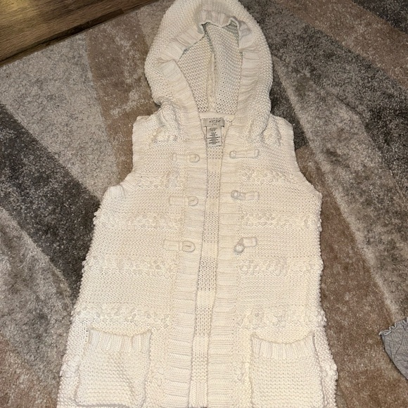 Cozy Cream Hooded Kids Sweater Vest - Picture 1 of 4